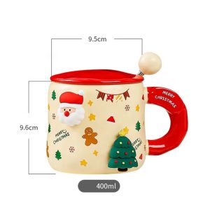 Christmas Ceramic Cup with Lid & Magnetic Santa Claus - Image 6