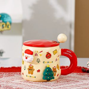 Christmas Ceramic Cup with Lid & Magnetic Santa Claus - Image 5