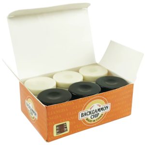 Backgammon Chip Set Of 15 White & 15 Black & 4 Dies - Black White - Image 3
