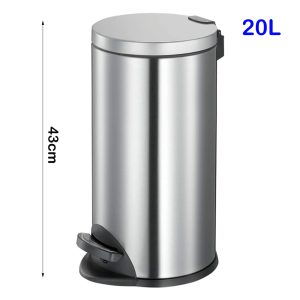Stainless Steel  Kitchen Round Step Trash Can 20/30-Liter - Image 4