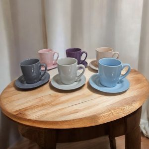 6-Pieces Soft Color Tea & Espresso Coffee Cups with Saucers - Image 3