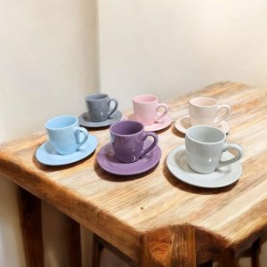 6-Pieces Soft Color Espresso Coffee Cups with Saucers Set - Image 4