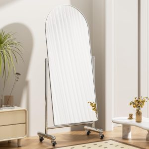 Stainless Steel Large Arched Full Length Mirror on Wheels ( 66 x 165 ) cm - Image 5