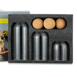 3-Pieces Set Glass Food Storage Jars with Wood Lid Ball - Image 7