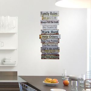 Wood Family Rules Hanging Plaque 80 x 31cm - Image 3