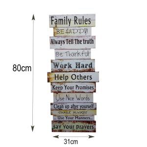 Wood Family Rules Hanging Plaque 80 x 31cm - Image 4