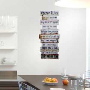 Wood Kitchen Rules Hanging Plaque 80 x 31cm - Image 4