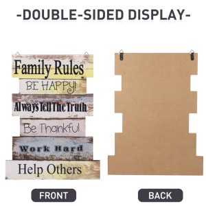 Wood Family Rules Hanging Plaque 44.5 x 35cm - Image 3