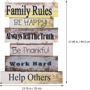 Wood Family Rules Hanging Plaque 44.5 x 35cm - Image 5