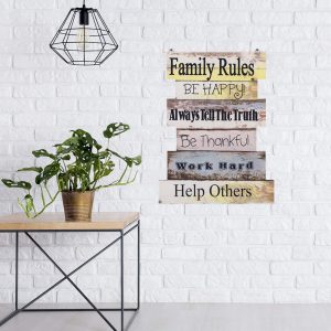 Wood Family Rules Hanging Plaque 44.5 x 35cm - Image 4
