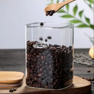 Glass Jar Container with Bamboo Lid + Spoon 270-ml - Image 5