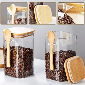 Glass Jar Container with Bamboo Lid + Spoon 270-ml - Image 6