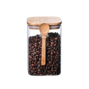 Glass Jar Container with Bamboo Lid + Spoon 270-ml - Image 3
