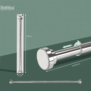 Bathlux Stainless Steel Non-Slip Shower Rod 135-250cm - Image 1
