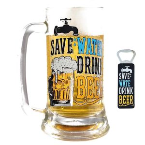 Save Water Drink Beer Glass Stein & Magnetic Bottle Opener - Image 6