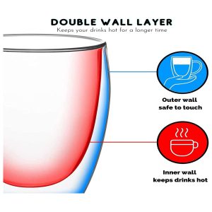 Heart Shaped Double Walled Glass Coffee Cups 90-ml - Image 4