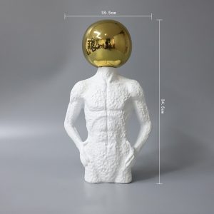 Modern Abstract Upper Body Sculpture in Synthetic Resin (18.5W x 11D x 34.5H) cm - Image 4