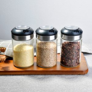 Multifunctional Glass With Stainless Steel Salt, Spice Jar - Image 5