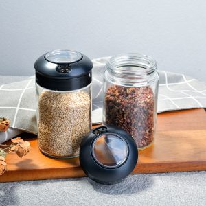 Multifunctional Glass With Stainless Steel Salt, Spice Jar - Image 3