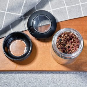 Multifunctional Glass With Stainless Steel Salt, Spice Jar - Image 4