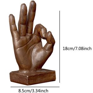 Vintage Statue Thumbs-Up Victory Ok Hand Signal Resin Statue 18-cm - Image 3