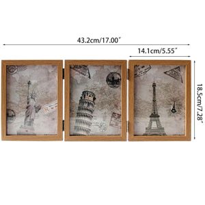 6-Photos Triple Solid Wood Double Side Fold Photo Frame ( Natural Oak Color ) - Image 6