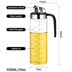 Automatic Cap Glass Olive Oil Dispenser Bottle 550-ml - Image 5
