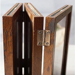 6-Photos Triple Solid Wood Double Side Fold Photo Frame ( Walnut Color ) - Image 4