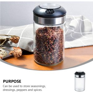 Multifunctional Glass With Stainless Steel Salt, Spice Jar - Image 7