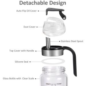 Automatic Cap Glass Olive Oil Dispenser Bottle 550-ml - Image 10