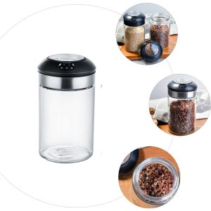 Multifunctional Glass With Stainless Steel Salt, Spice Jar - Image 6