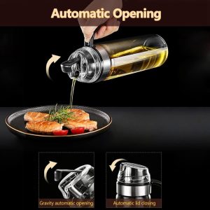 Automatic Cap Glass Olive Oil Dispenser Bottle 550-ml - Image 3
