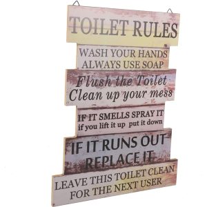 Wood Toilet Rules Hanging Plaque 44.5 x 35cm - Image 10
