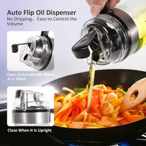 Automatic Cap Glass Olive Oil Dispenser Bottle 550-ml - Image 9