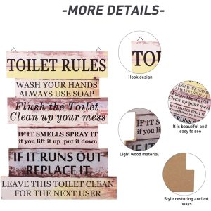 Wood Toilet Rules Hanging Plaque 44.5 x 35cm - Image 7