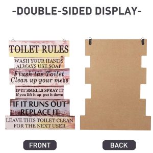 Wood Toilet Rules Hanging Plaque 44.5 x 35cm - Image 5