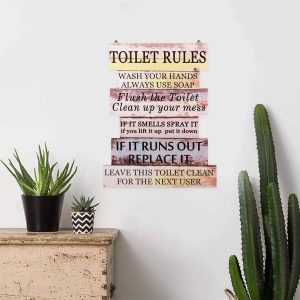 Wood Toilet Rules Hanging Plaque 44.5 x 35cm - Image 4