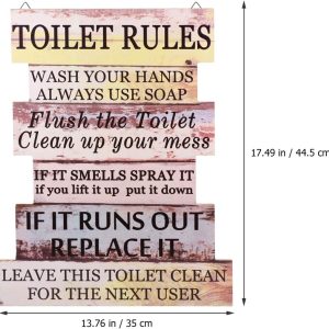 Wood Toilet Rules Hanging Plaque 44.5 x 35cm - Image 3