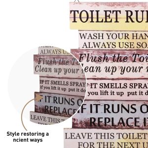Wood Toilet Rules Hanging Plaque 44.5 x 35cm - Image 9