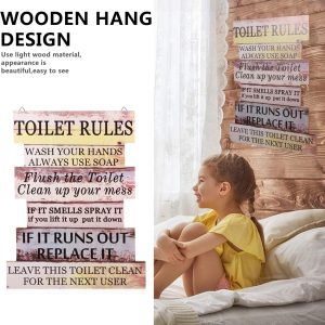 Wood Toilet Rules Hanging Plaque 44.5 x 35cm - Image 6