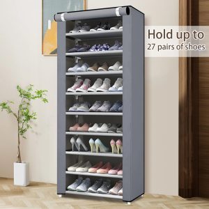 10 Layers Shoe Rack With  Grey Fabric Cover - Image 3