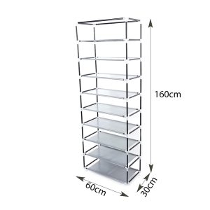 10 Layers Shoe Rack With  Grey Fabric Cover - Image 7