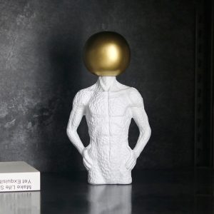 Modern Abstract Upper Body Sculpture in Synthetic Resin (18.5W x 11D x 34.5H) cm - Image 3