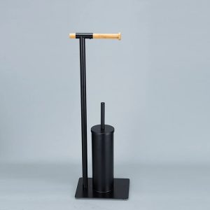 Bathlux Standing Bathroom Toilet Brush And Roll Holder With Bamboo - Image 6