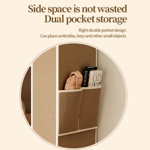2-Section Fabric Wardrobe Closet Durable with Shelves & Hanging Rod (101x42x174cm) - Grey - Image 4