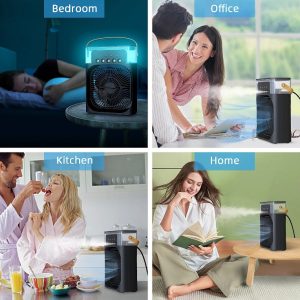 Portable Air Cooler Diffuser Desk Fan With LED Night Light & Timer - Image 13