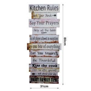 Wood Kitchen Rules Hanging Plaque 80 x 31cm - Image 5