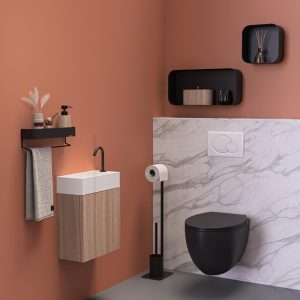 Bathlux Standing Bathroom Toilet Brush And Roll Holder With Bamboo - Image 4
