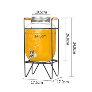 4-Liters Glass Beverage Dispenser with Spigot and Metal Stand - Image 4