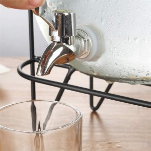 4-Liters Glass Beverage Dispenser with Spigot and Metal Stand - Image 3
